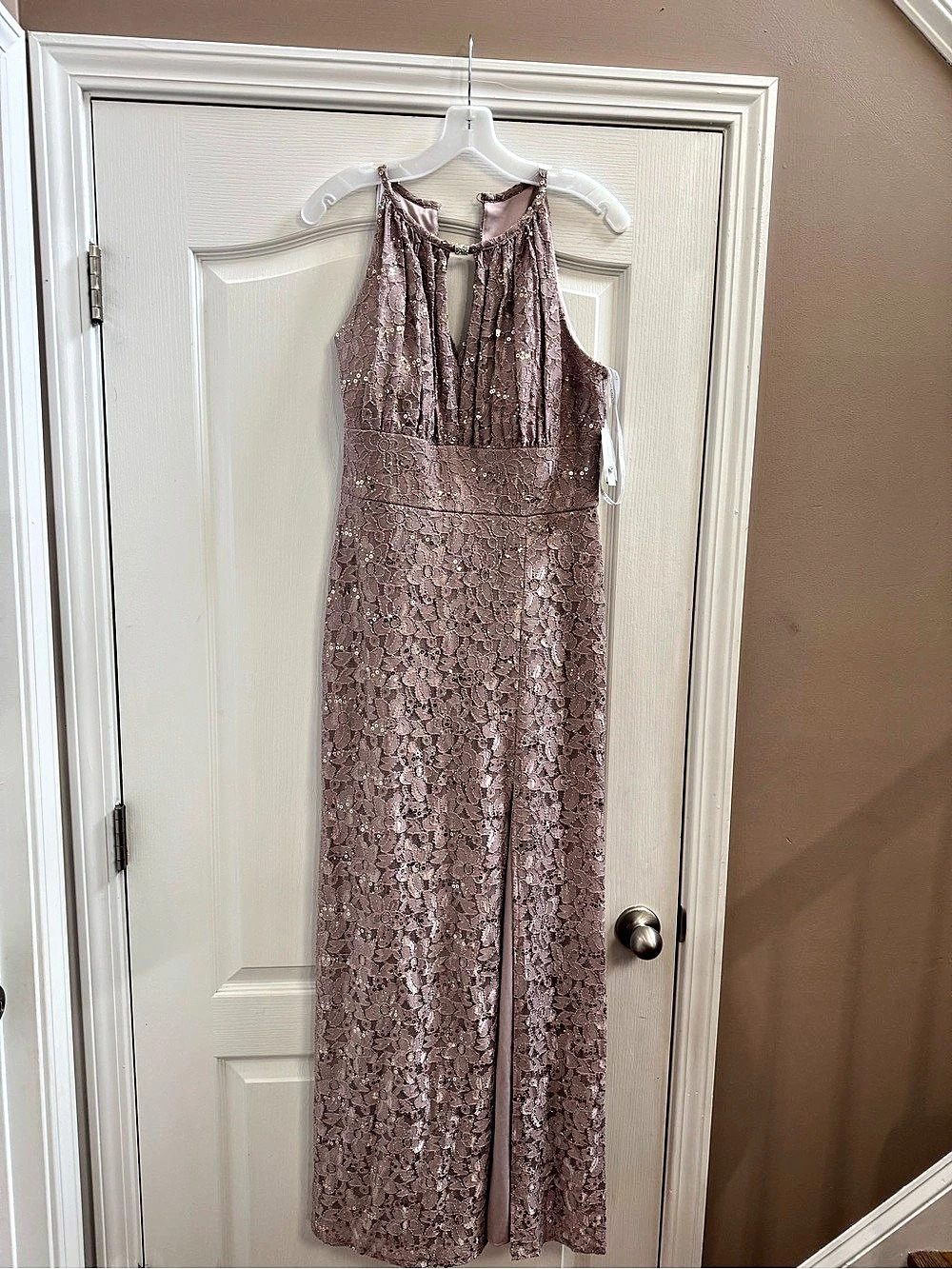 Formal Lace High Neck Keyhole Floral Lace Dress in  Size 12 NWT